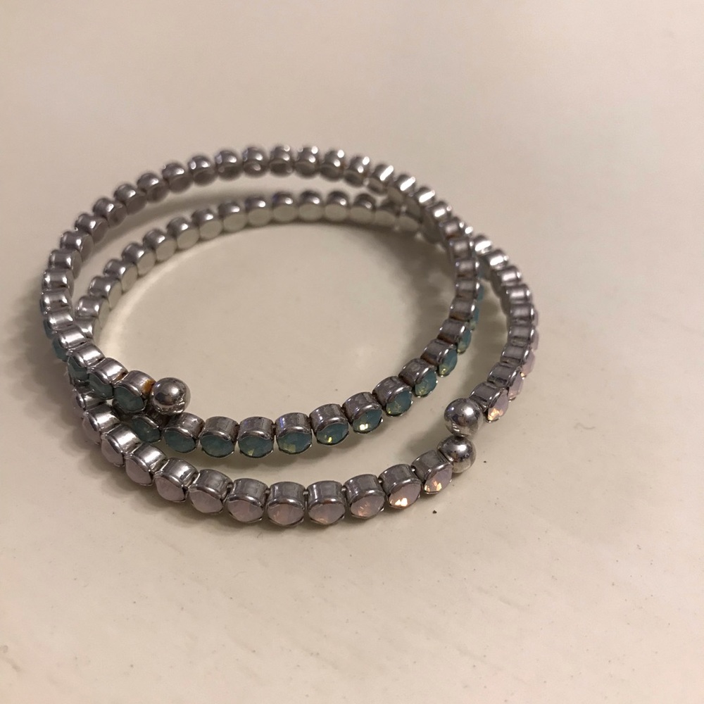 Pink and teal jewel wrap bracelets